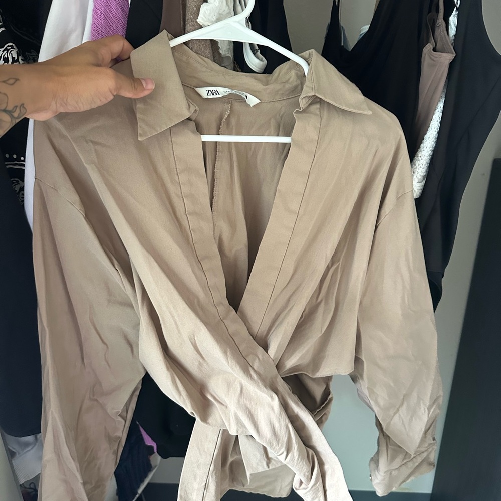 Zara Beige Wrap Top